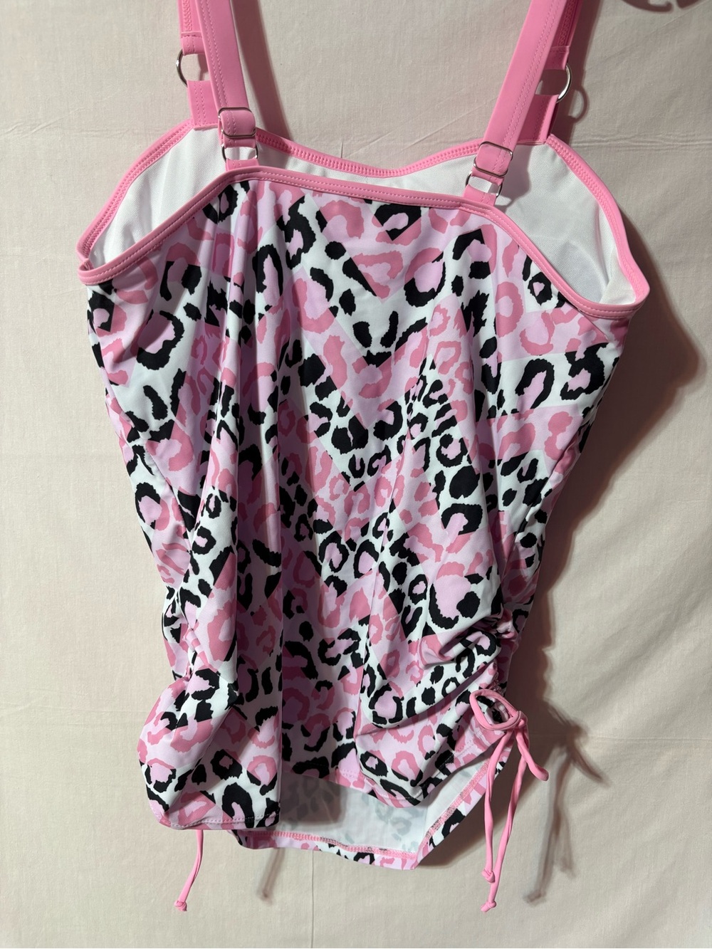 SHEIN Pink Black White Leopard Print 2 Piece Swimsuit - Picture 6 of 12